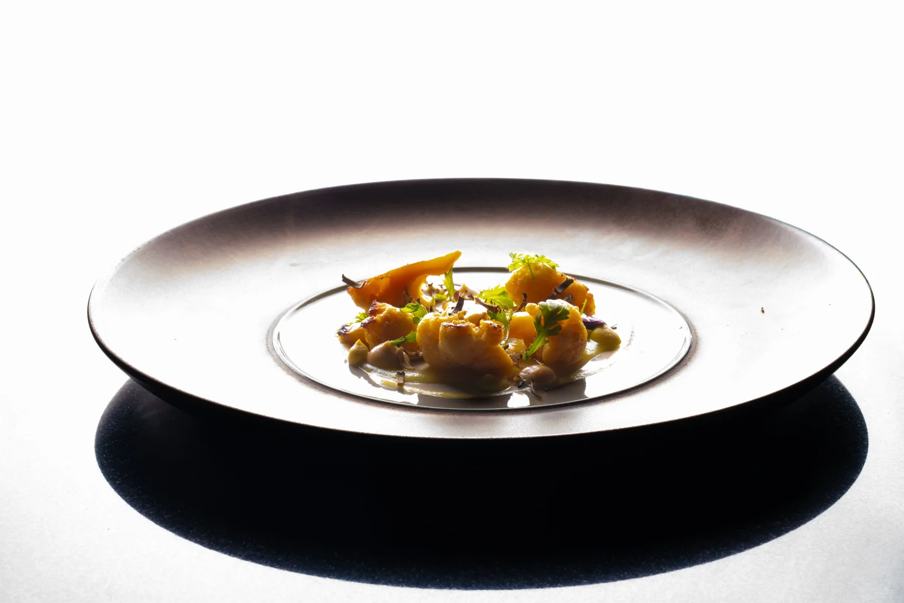 Piatto gourmet in luce radente